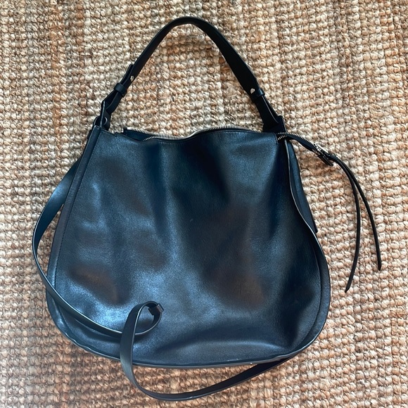 FINAL 💓💓 Black Leather ALL SAINTS Bag - cross body AND over shoulder ✨ - Picture 1 of 8